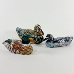 Hand Painted Wooden Duck Decoys Folk Art Rustic Cottage Decor Set